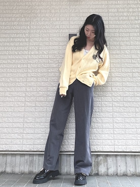 「by muni:r（バイ ムニール）のアイテム（スラックス）」を使った、Maiさん（レディース・157cm）の春コーディネート