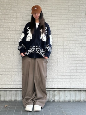 「カウチンセーター」｜Maiさん（レディース・157cm）の秋コーディネート