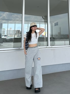 「スウェットコーデ」｜「アイテム（帽子）」を使った、Maiさん（レディース・157cm）の夏コーディネート