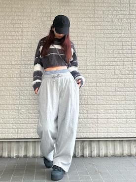 「アディダスオリジナルス」｜「アイテム（ニット/セーター）」を使った、Maiさん（レディース・157cm）の冬コーディネート