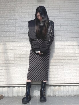 「chuu（チュー）のアイテム（ジャケット/アウター）」を使った、Maiさん（レディース・157cm）の冬コーディネート