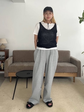 「アイテム（スウェットパンツ）」を使った、古屋美咲さん（レディース・167cm・30代）の夏コーディネート