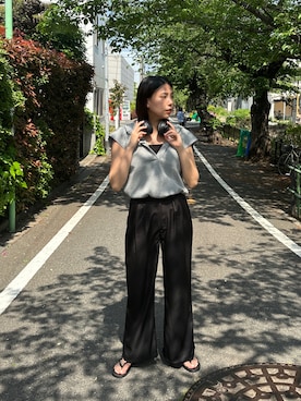 「ジーナシス」｜「アイテム（キャミソール）」を使った、古屋美咲さん（レディース・167cm）の春コーディネート