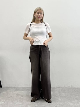 「eL（エル）の【eL】Gurkha Flat Shoes/644074（サンダル、ブラウン系）」を使った、古屋美咲さん（レディース・167cm）の春コーディネート
