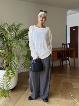 「eL（エル）の【eL】Square Mini Boston/288106（ショルダーバッグ、ブラック系）」を使った、古屋美咲さん（レディース・167cm）の夏コーディネート