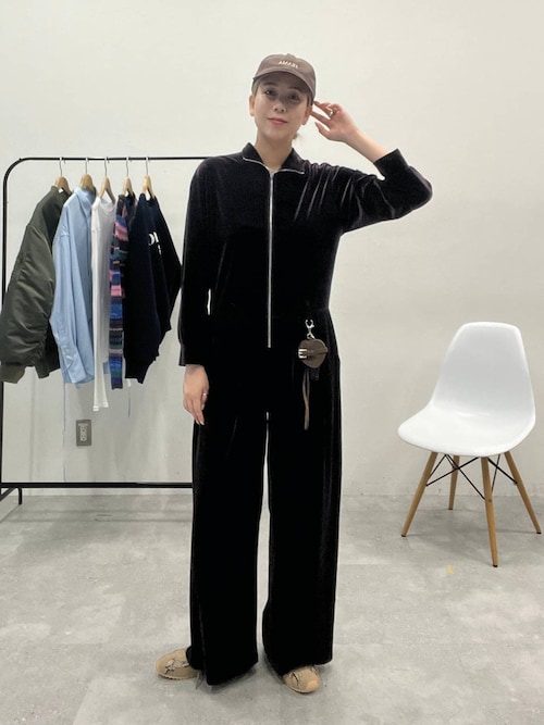 Les Fleurs】ベロアジャンプスーツ/616799（つなぎ/オールインワン