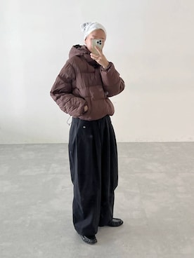「JEANASIS（ジーナシス）のミリタリータックボリュームパンツ/657336（その他パンツ、ブラック系）」を使った、古屋美咲さん（レディース・167cm）の秋コーディネート