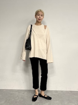 「アイテム（バレエシューズ）」を使った、古屋美咲さん（レディース・167cm）の秋コーディネート