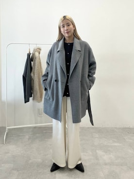 「アイテム（ピーコート）」を使った、古屋美咲さん（レディース・167cm・30代）の冬コーディネート