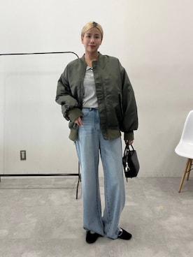 「アイテム（MA-1）」を使った、古屋美咲さん（レディース・167cm）の秋コーディネート