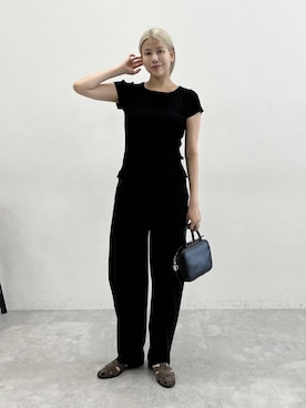 「eL（エル）の【eL】Square Mini Boston/288106（ショルダーバッグ、ブラック系）」を使った、古屋美咲さん（レディース・167cm）の春コーディネート
