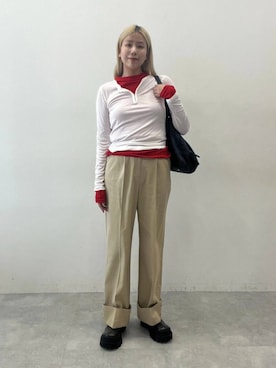 「アイテム（チノパンツ）」を使った、古屋美咲さん（レディース・167cm・30代）の夏コーディネート