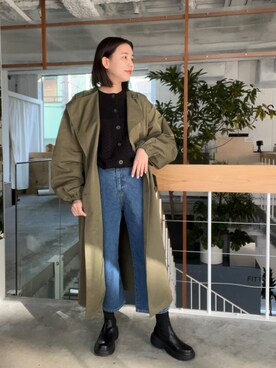 「ジーナシス」｜「アイテム（トレンチコート）」を使った、古屋美咲さん（レディース・166cm）の冬コーディネート