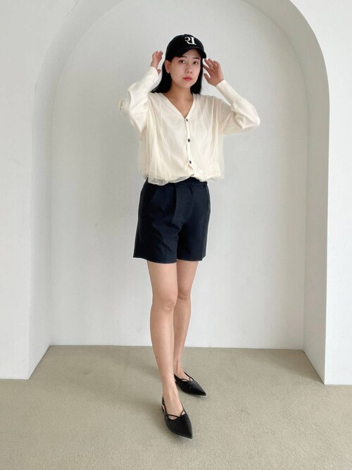 カーディガン 「eL」12G Tulle Docking Cardigan/104564 レディース セール】【eL】12G Tulle Docking Cardigan/104564