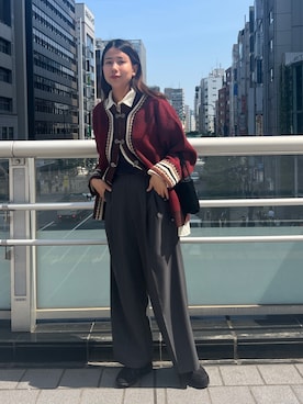 「アイテム（カーディガン/ボレロ）」を使った、古屋美咲さん（レディース・167cm・30代）の春コーディネート