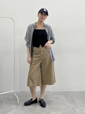 「eL（エル）の【eL】Twill Bermuda Pants/645549（その他パンツ、ベージュ系）」を使った、古屋美咲さん（レディース・167cm）の春コーディネート