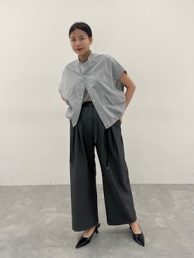 「ジーナシス」｜「アイテム（スラックス）」を使った、古屋美咲さん（レディース・167cm）の夏コーディネート