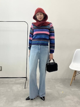 「アイテム（ストール/ショール）」を使った、古屋美咲さん（レディース・167cm）の秋コーディネート