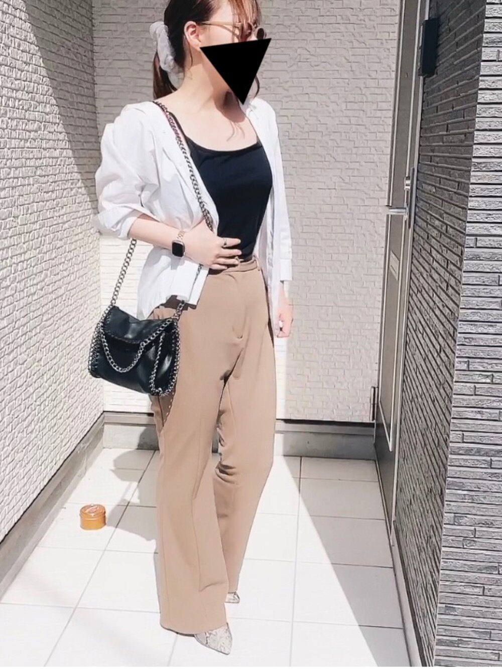 「オトナカジュアル、シンプルコーデ、低身長コーデ、おしゃれさんと繋がりたい、ブラウス、ブラウン」｜「GUのアイテム（パンツ、ブラウン系）」を使った、yumebonさん（レディース・153cm）の夏コーディネートの1枚目の写真