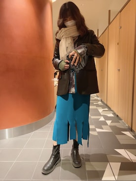 「お買い物」｜「アイテム（ジャケット/アウター）」を使った、sakiさん（レディース・165cm）の冬コーディネート