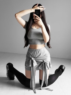 「me+em select（ミームセレクト）のアイテム」を使った、honoさん（レディース・154cm）の夏コーディネート