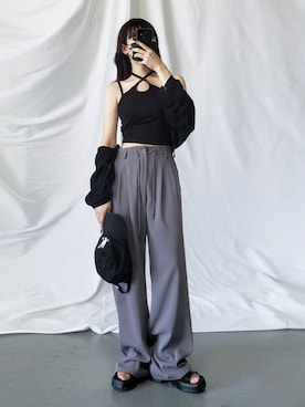 「WOOALONG（ウアロン）のアイテム（帽子）」を使った、honoさん（レディース・154cm）の夏コーディネート