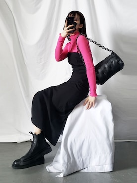 「カラー×コーデ」｜「アイテム（バッグ）」を使った、honoさん（レディース・154cm）の春コーディネート