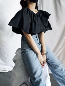 「フリルトップス」｜honoさん（レディース・154cm）の夏コーディネート