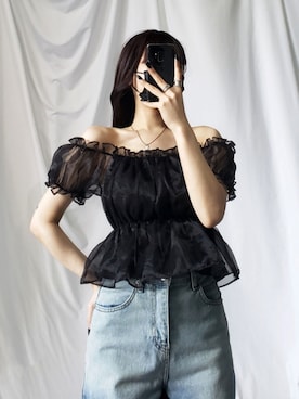 「ギャザーブラウス」｜honoさん（レディース・154cm）の春コーディネート