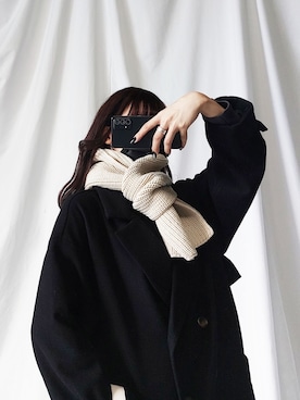 「韓国好きな人と繋がりたい」｜「アイテム（チェスターコート）」を使った、honoさん（レディース・154cm）の秋コーディネート