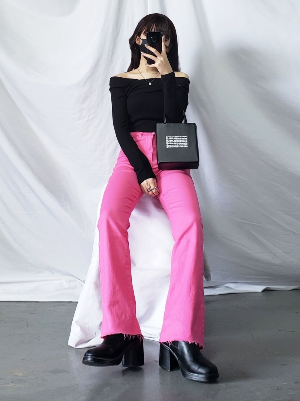 sosdenim リメイクデニム クラッシュパンツ pink ピンク（デニムパンツ 