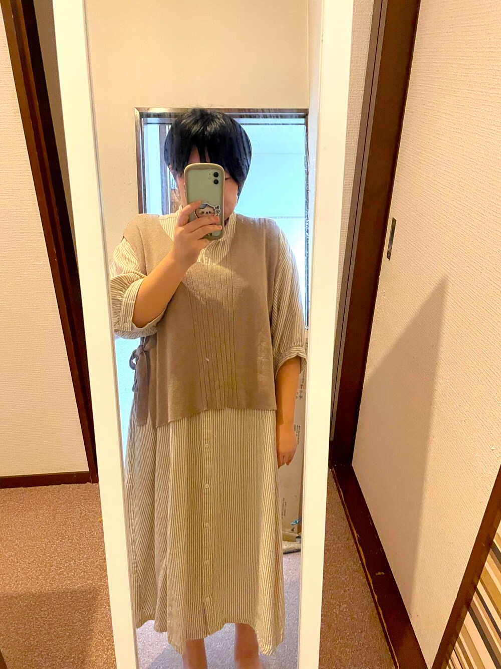 「秋コーデ」｜「SO4Uのアイテム（ワンピース、ベージュ系）」を使った、SM2が好き過ぎるBBAさん（レディース・144cm）の秋コーディネートの1枚目の写真