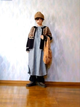 「サマンサモスモス」｜「アイテム（シャツワンピース）」を使った、とんピン♪さん（レディース・158cm）の冬コーディネート