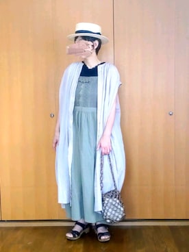 「ビーズバッグ」｜「アイテム（帽子）」を使った、とんピン♪さん（レディース・158cm）の夏コーディネート