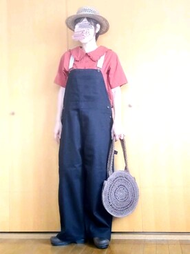 「サークルバッグ」｜「アイテム（オールインワン・サロペット）」を使った、とんピン♪さん（レディース・158cm）の夏コーディネート