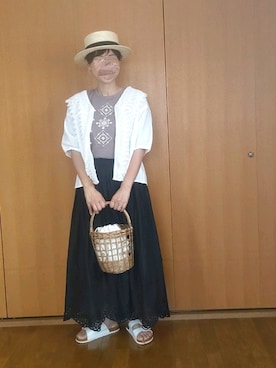 「スカラップ」｜「アイテム（帽子）」を使った、とんピン♪さん（レディース・158cm）の夏コーディネート