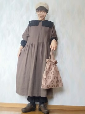 「ブラウン×ブラック」｜「アイテム（その他シューズ）」を使った、とんピン♪さん（レディース・158cm）の秋コーディネート