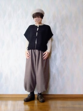 「ケーブルニット」｜「アイテム（雑貨/ホビー）」を使った、とんピン♪さん（レディース・158cm）の冬コーディネート