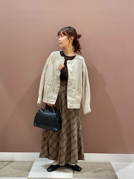 「アイテム（ノーカラージャケット）」を使った、aonoさん（レディース・157cm）の秋コーディネート