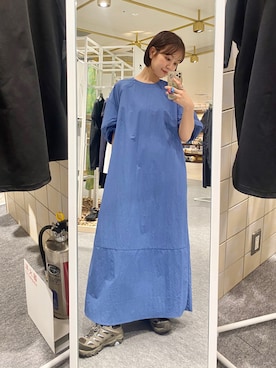 「EKAL（エカル）の『UR TECH』ナイロンタッサーワンピース（ワンピース、ブルー系）」を使った、aonoさん（レディース・157cm）の春コーディネート