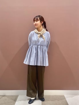 「アイテム（バンダナ/スカーフ）」を使った、aonoさん（レディース・157cm）の秋コーディネート