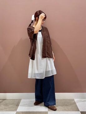「アイテム（チュニック）」を使った、aonoさん（レディース・157cm）の夏コーディネート