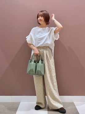 「ITEMS URBANRESEARCH（アイテムズ アーバンリサーチ）のREFINED LINEN イージーパンツ（その他パンツ、その他）」を使った、aonoさん（レディース・157cm）の夏コーディネート