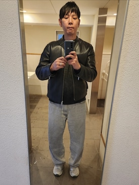 「アイテム（ライダースジャケット）」を使った、akkunn_akkunnさん（メンズ・180cm）の秋コーディネート