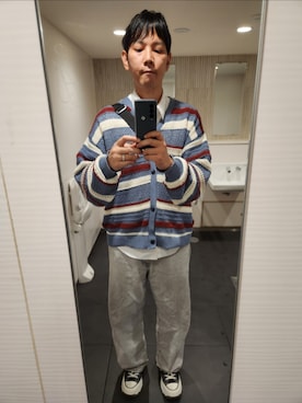 「アイテム（カーディガン/ボレロ）」を使った、akkunn_akkunnさん（メンズ・180cm）の秋コーディネート