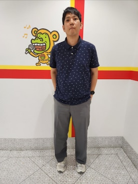 「American Eagle（アメリカンイーグル）のアイテム（ポロシャツ、ブルー系）」を使った、akkunn_akkunnさん（メンズ・180cm）の春コーディネート