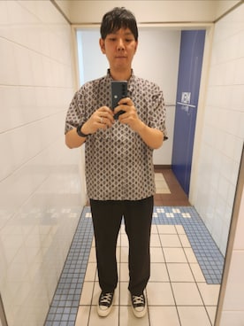 「URBAN RESEARCH（アーバンリサーチ）のアイテム（シャツ/ブラウス、シルバー系）」を使った、akkunn_akkunnさん（メンズ・180cm）の夏コーディネート