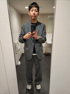 「GU（ジーユー）のアイテム（テーラードジャケット）」を使った、akkunn_akkunnさん（メンズ・180cm）の春コーディネート