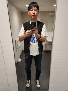 「ZARA（ザラ）のアイテム（ベスト）」を使った、akkunn_akkunnさん（メンズ・180cm）の夏コーディネート