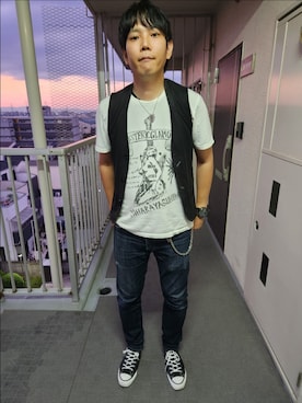 「MARITHE + FRANCOIS GIRBAUD（マリテフランソワジルボー）のアイテム（ベスト）」を使った、akkunn_akkunnさん（メンズ・180cm）の夏コーディネート